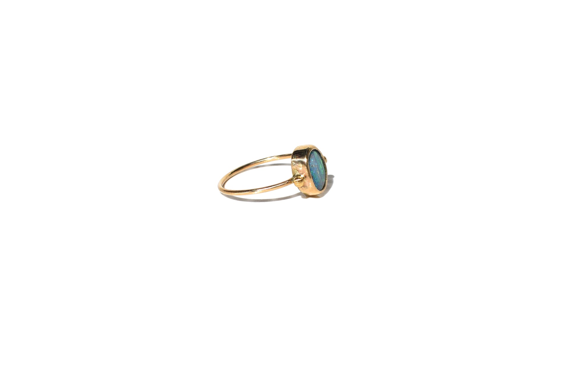 14k yellow gold boulder opal ring - Beach Jewelry Kailua Hawaii 