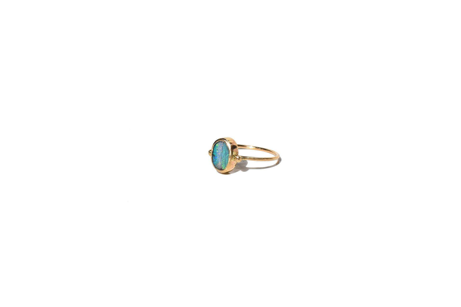 14k yellow gold boulder opal ring - Beach Jewelry Kailua Hawaii 
